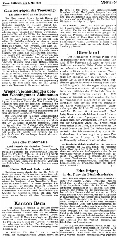 Oberländer Tagblatt, Band 76, Nummer 106, 7. Mai 1952