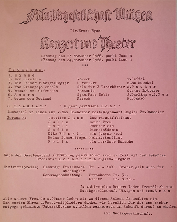 1968.11.23 Programm Konzert und Theater