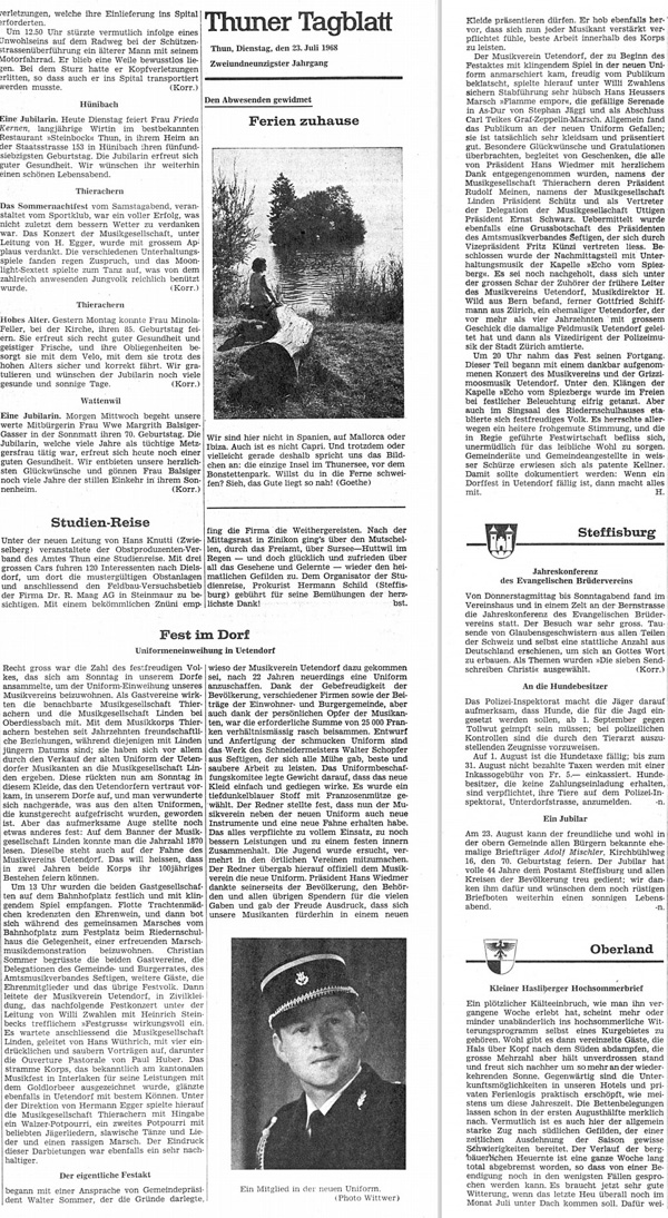 Thuner Tagblatt, Band 92, Nummer 170, 23. Juli 1968