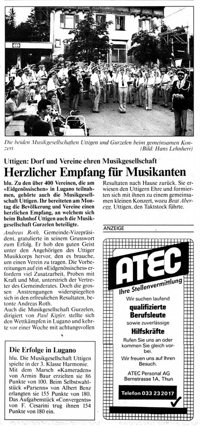 Thuner Tagblatt, Band 115, Nummer 152, 3. Juli 1991