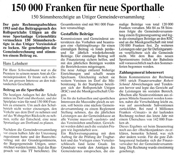 Thuner Tagblatt, Band 118, Nummer 144, 23. Juni 1994