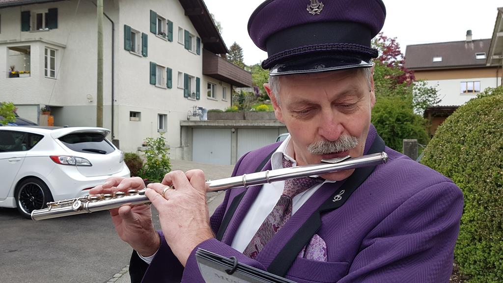 "Flöten-Aschi" beim Einspielen.